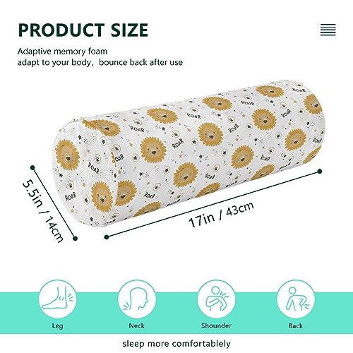 Vnurnrn Cute Lion Neck Support Pillow Round Neck Roll Bolster Cylinder Pillow Cervical Pillows Body Pillow for Leg Knee Back Head Support for Work Women Men Traveling Headrest