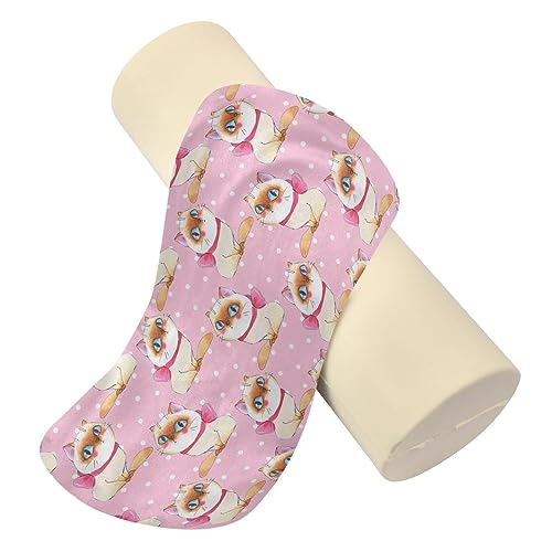Vnurnrn Cute Cat Neck Support Pillow Round Neck Roll Bolster Cylinder Pillow Cervical Pillows Knee Pillow for Leg Knee Back Head Support for Gifts Camp Study Work