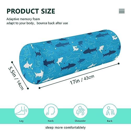 Vnurnrn Sharks Neck Support Pillow Round Neck Roll Bolster Cylinder Pillow Cervical Pillows Body Pillow for Leg Knee Back Head Support for Work Men Women Bed