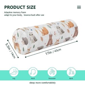 Vnurnrn Cute Forest Animal Neck Support Pillow Round Neck Roll Bolster Cylinder Pillow Cervical Pillows Arm Pillow for Leg Knee Back Head Support for Gifts Camp Study Work