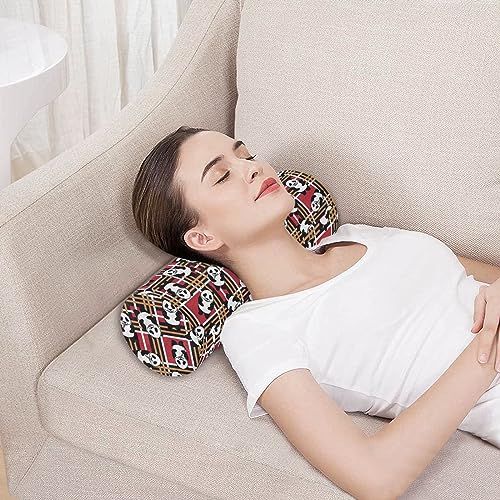 Vnurnrn Panda Bear Neck Support Pillow Round Neck Roll Bolster Cylinder Pillow Cervical Pillows Memory Foam Pillow for Leg Knee Back Head Support for Bedroom Camp Work Women Men