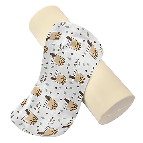 Vnurnrn Milk Tea Cups Tea Neck Support Pillow Round Neck Roll Bolster Cylinder Pillow Cervical Pillows Back Pillow for Leg Knee Back Head Support for Camp Work Women Men Traveling