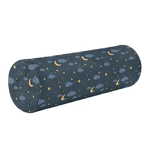 Vnurnrn Night Sky Moon Neck Support Pillow Round Neck Roll Bolster Cylinder Pillow Cervical Pillows Neck Roll Pillow for Leg Knee Back Head Support for Work Men Women Bed