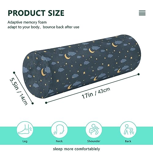 Vnurnrn Night Sky Moon Neck Support Pillow Round Neck Roll Bolster Cylinder Pillow Cervical Pillows Neck Roll Pillow for Leg Knee Back Head Support for Work Men Women Bed