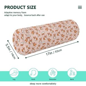 Vnurnrn Corgi Neck Support Pillow Round Neck Roll Bolster Cylinder Pillow Cervical Pillows Back Pillow for Leg Knee Back Head Support for Work Women Men Traveling Headrest