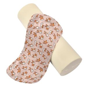 Vnurnrn Corgi Neck Support Pillow Round Neck Roll Bolster Cylinder Pillow Cervical Pillows Back Pillow for Leg Knee Back Head Support for Work Women Men Traveling Headrest