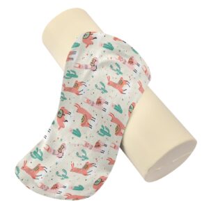 Llama Cloud Flowers Cacti Neck Support Pillow Round Neck Roll Bolster Cylinder Pillow Cervical Pillows Shoulder Pillow for Leg Knee Back Head Support for Study Work Men Women