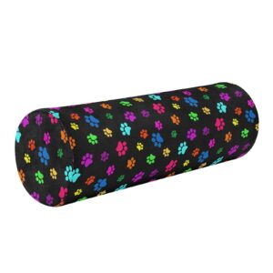 vnurnrn color paw prints neck support pillow round neck roll bolster cylinder pillow cervical pillows arm pillow for leg knee back head support for work women men traveling headrest