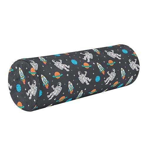 Vnurnrn Cartoon Space Rockets Planets Neck Support Pillow Round Neck Roll Bolster Cylinder Pillow Cervical Pillows Leg Pillow for Leg Knee Back Head Support for Study Work Men Women