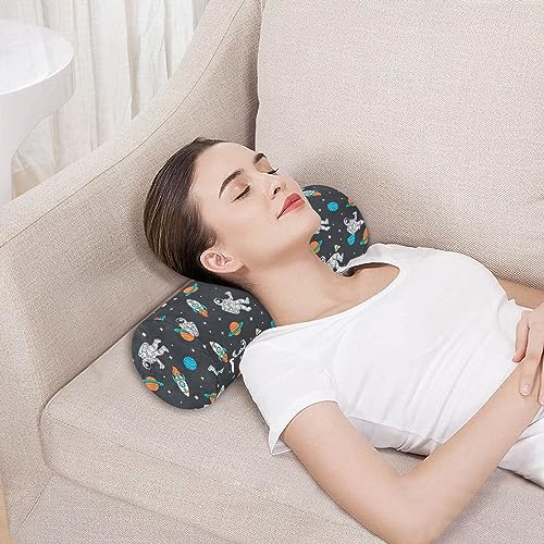 Vnurnrn Cartoon Space Rockets Planets Neck Support Pillow Round Neck Roll Bolster Cylinder Pillow Cervical Pillows Leg Pillow for Leg Knee Back Head Support for Study Work Men Women