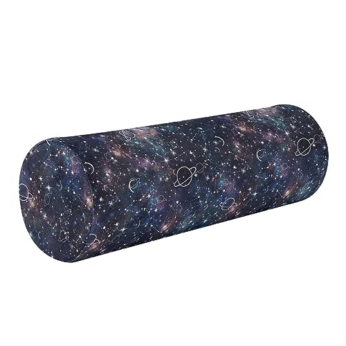 Vnurnrn Night Planets Galaxy Neck Support Pillow Round Neck Roll Bolster Cylinder Pillow Cervical Pillows Travel Pillow for Leg Knee Back Head Support for Study Work Men Women