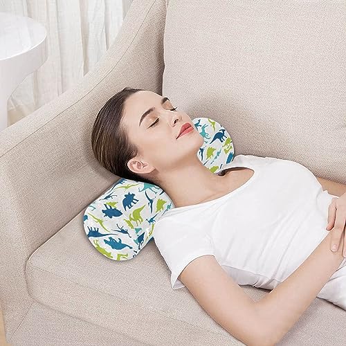 Vnurnrn Colorful Dinosaur Outline Neck Support Pillow Round Neck Roll Bolster Cylinder Pillow Cervical Pillows Shoulder Pillow for Leg Knee Back Head Support for Gifts Camp Study Work