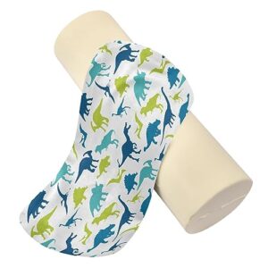 Vnurnrn Colorful Dinosaur Outline Neck Support Pillow Round Neck Roll Bolster Cylinder Pillow Cervical Pillows Shoulder Pillow for Leg Knee Back Head Support for Gifts Camp Study Work