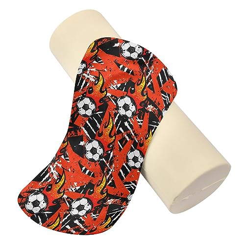 Vnurnrn Fire Football Soccer Neck Support Pillow Round Neck Roll Bolster Cylinder Pillow Cervical Pillows Bolster Pillow for Leg Knee Back Head Support for Work Women Men Traveling Headrest