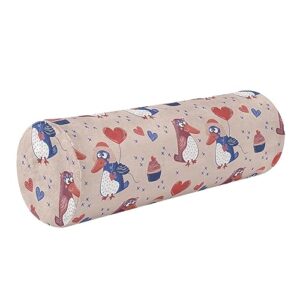 Vnurnrn Cute Penguin Love Neck Support Pillow Round Neck Roll Bolster Cylinder Pillow Cervical Pillows Shoulder Pillow for Leg Knee Back Head Support for Camp Study Work Men