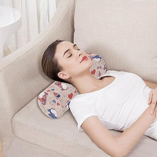 Vnurnrn Cute Penguin Love Neck Support Pillow Round Neck Roll Bolster Cylinder Pillow Cervical Pillows Shoulder Pillow for Leg Knee Back Head Support for Camp Study Work Men