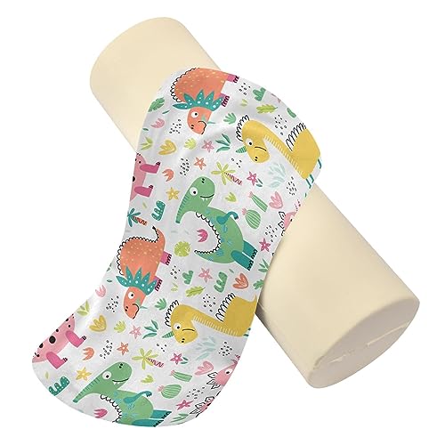 Vnurnrn Dinosaurs Neck Support Pillow Round Neck Roll Bolster Cylinder Pillow Cervical Pillows Arm Pillow for Leg Knee Back Head Support for Gifts Camp Study Work