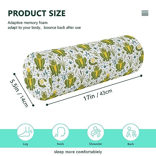 Vnurnrn Funny Frogs Neck Support Pillow Round Neck Roll Bolster Cylinder Pillow Cervical Pillows Memory Foam Pillow for Leg Knee Back Head Support for Gifts Camp Study Work