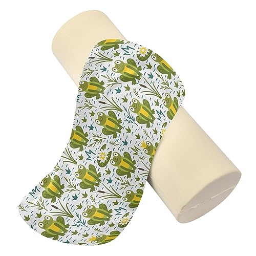 Vnurnrn Funny Frogs Neck Support Pillow Round Neck Roll Bolster Cylinder Pillow Cervical Pillows Memory Foam Pillow for Leg Knee Back Head Support for Gifts Camp Study Work