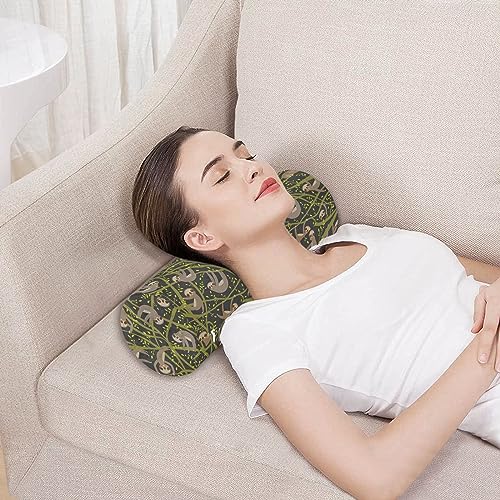 Vnurnrn Funny Cute Sloth Neck Support Pillow Round Neck Roll Bolster Cylinder Pillow Cervical Pillows Back Pillow for Leg Knee Back Head Support for Study Work Men Women