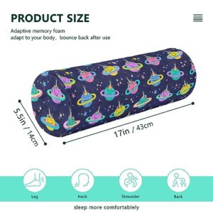 Cute Saturn Planet Smiling Face Unicorn Horn Neck Support Pillow Round Neck Roll Bolster Cylinder Pillow Cervical Pillows Back Pillow for Leg Knee Back Head Support for Study Work Men Women