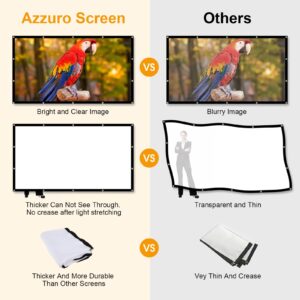 Azzuro 120 inch Projector Screen, Double Sided Washable Outdoor Projection Screens, 16:9 Foldable Anti-Crease Portable Projection Movies Screen for Camping Party, Home Theater, Office
