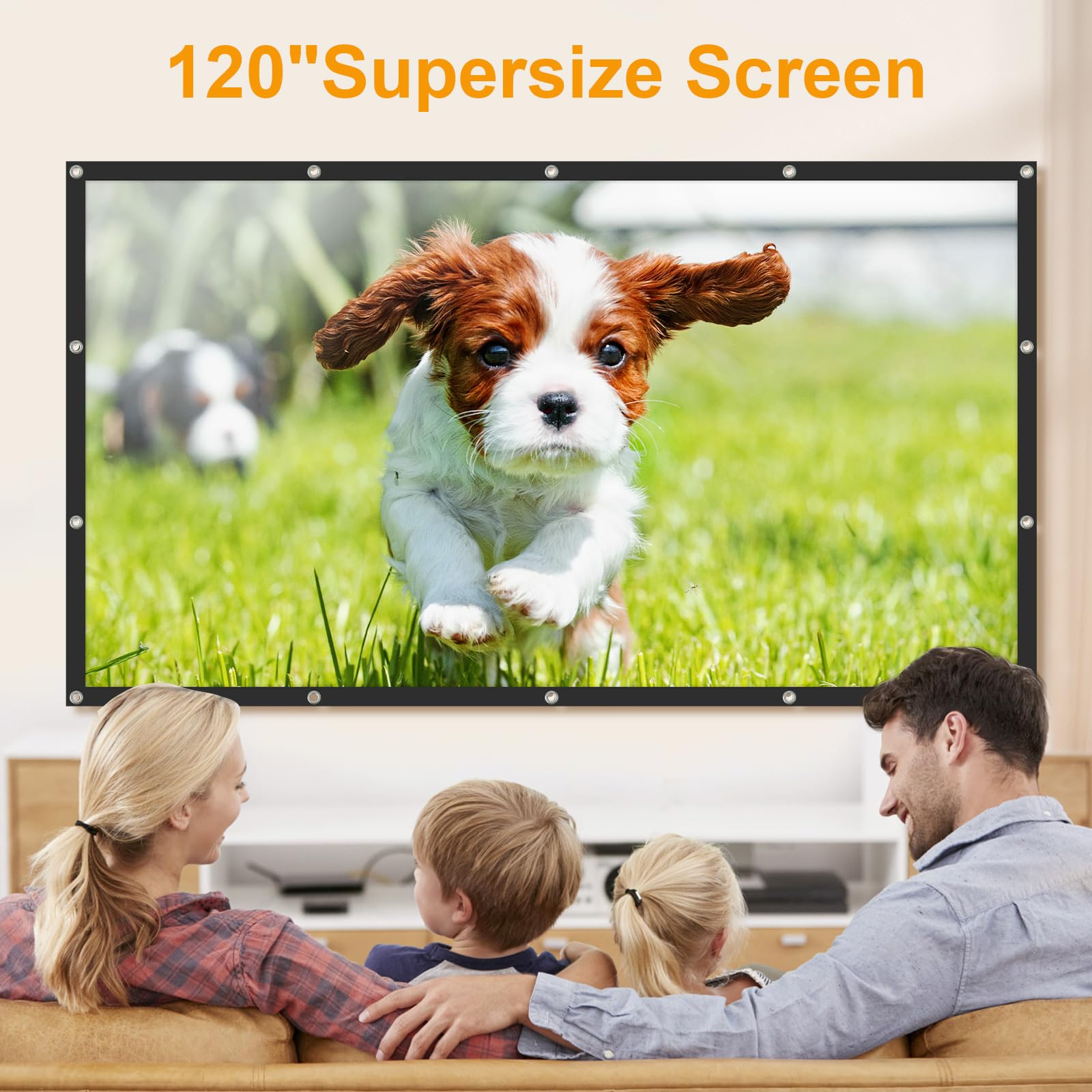 Azzuro 120 inch Projector Screen, Double Sided Washable Outdoor Projection Screens, 16:9 Foldable Anti-Crease Portable Projection Movies Screen for Camping Party, Home Theater, Office