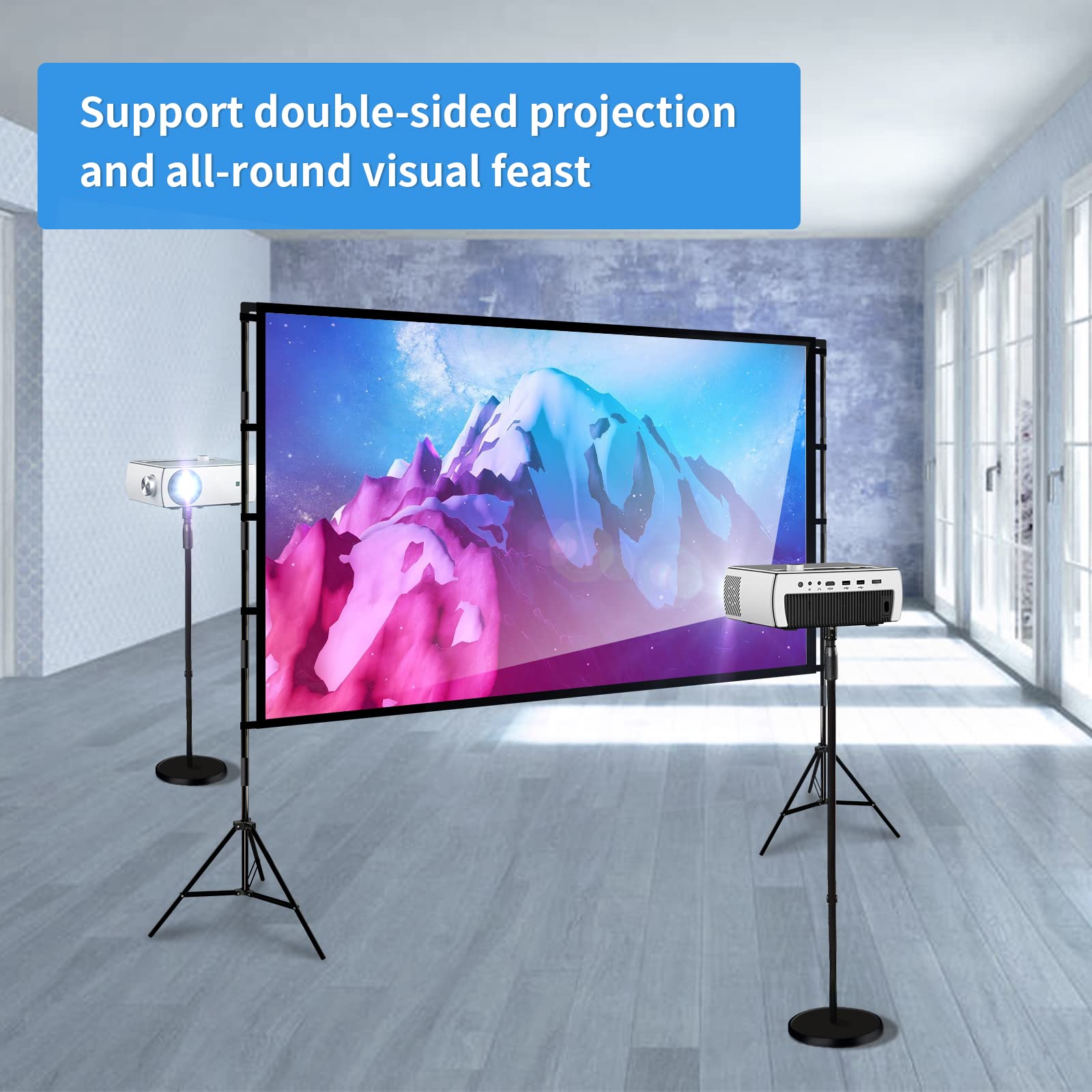 Upgraded Projector Screen with Stand Portable Projection Screen lejiada 16:9 4K HD Projections Movies Screen with Carry Bag for Indoor Outdoor Home Theater Backyard Cinema Travel