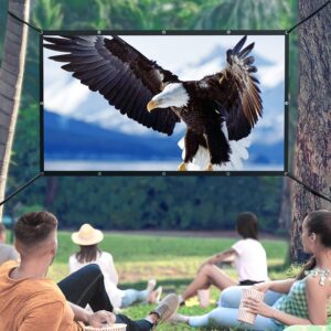 Projector Screen, HYZ 120 inch Portable Projector Screen Indoor Outdoor Projection Screen 16:9 4K HD Wrinkle-Free Foldable Movie Screen for Backyard, Double Sided Projection for Home Theater