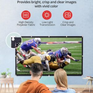 Projector Screen, HYZ 120 inch Portable Projector Screen Indoor Outdoor Projection Screen 16:9 4K HD Wrinkle-Free Foldable Movie Screen for Backyard, Double Sided Projection for Home Theater