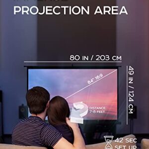 Projector Screen with Stand 84 inch - Indoor and Outdoor Projection Screen for Movie or Office Presentation - 16:9 HD Premium Wrinkle-Free Tripod Screen for Projector with Carry Bag and Tight Straps