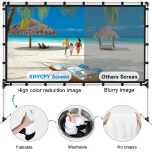 XHYCPY Projection Screen with Stand 100 inch Projector Screen Foldable Portable 16:9 4K HD Movie Screen with Carry Bag for Home Theater Outdoor Indoor Support Double Sided Projection