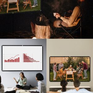 WEWATCH 120 Inch Projector Screen, Portable and Foldable Projector Screen, Double Sided Video Projector Screen for Indoor, Outdoor, Wrinkle Free