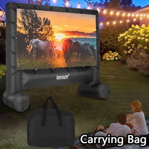 Pro 14 Feet Inflatable Outdoor Movie Projector Screen, Outdoor Blow Projection Screen Mega Projector Screen for Front and Rear Projection - Includes Inflation Fan, Base Stakes, Tie-Downs & Storage Bag