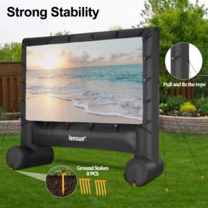 Pro 14 Feet Inflatable Outdoor Movie Projector Screen, Outdoor Blow Projection Screen Mega Projector Screen for Front and Rear Projection - Includes Inflation Fan, Base Stakes, Tie-Downs & Storage Bag