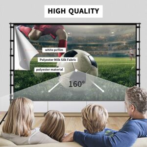 Projector Screen and Stand, Towond 120 inch Portable Projector Screen Outdoor Projector Screen 16:9 4K HD Rear Front Movie Screen with Carry Bag Wrinkle-Free Design for Home Theater Backyard Cinema