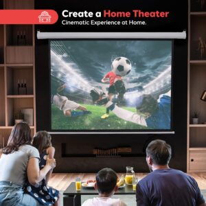 Pyle 72" Portable Motorized Matte White Projector Screen - Automatic Projection Display with Wall/Ceiling Mount, Remote and Case - for Home Movie Theater, Slide/Video Showing - PRJELMT76