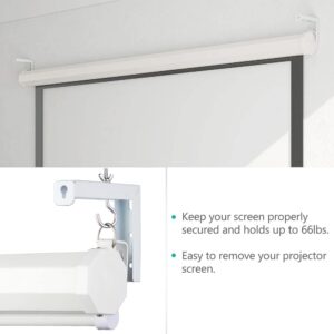 Universal Projector Screen Wall Mounted, 1 Pair Projector Screen Stand, Projector Screen Hanging Mount L-Brackets, Adjustable Projector Screen Mounting Hook Kit - White