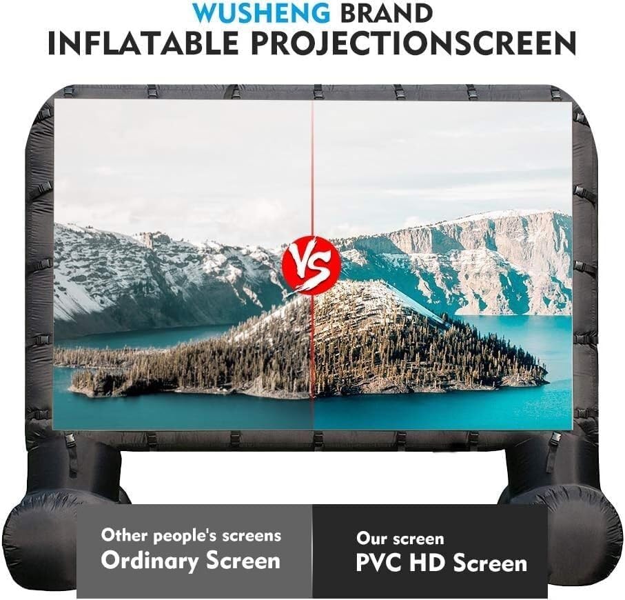 Portable Projector Screens- Huge Air-Blown Cinema Projection Screen Package with Rope, Blower,Tent Stakes - Front & Rear Projection,for Outdoor Party Backyard Pool Fun (Size : 20FT)