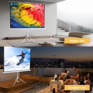 100" Projector Screen Pull Down, Projector Screen with Stand, Outdoor Projection Screen, 4:3 4K HD Home Theater Projection Screen Portable, Wrinkle-Free