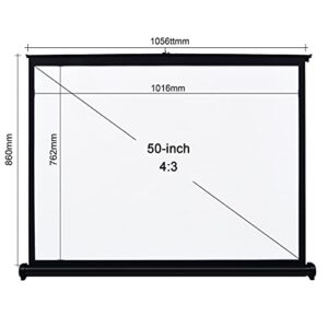 Projector Screen 50 inch Pull Up Folding Projecting Screen Home Theater for DLP Projector Handheld Projector 4:3