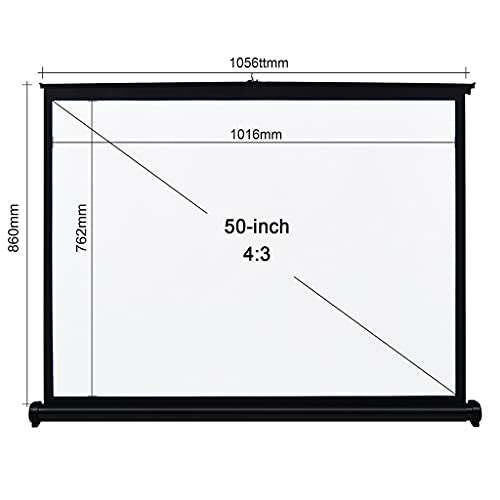 Projector Screen 50 inch Pull Up Folding Projecting Screen Home Theater for DLP Projector Handheld Projector 4:3