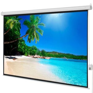 Projector Screen Viewing Area Motorized Projector Screen with Remote Control Matte White for Home Theater Camping and Recreational Events