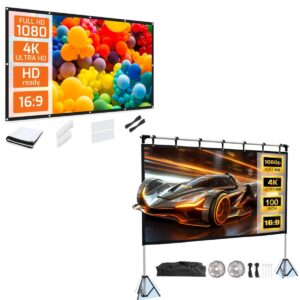 120 inch portable projector screen and 100 inch rear front projection screen with stand