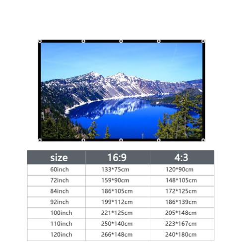 AIZYR Portable Projector Movies Screens Reflective Foldable Outdoor Indoor Anti-Light HD Projection Screen for Home Party Classroom,72in/148 * 105cm(4:3)