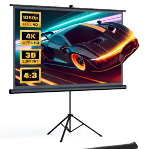 HYZ Projector Screen 120 inch 4K HD with Wrinkle-Free Design & 120 inch Portable Indoor Outdoor Projection Screen 16:9 4K HD Wrinkle-Free Foldable Movie Screen