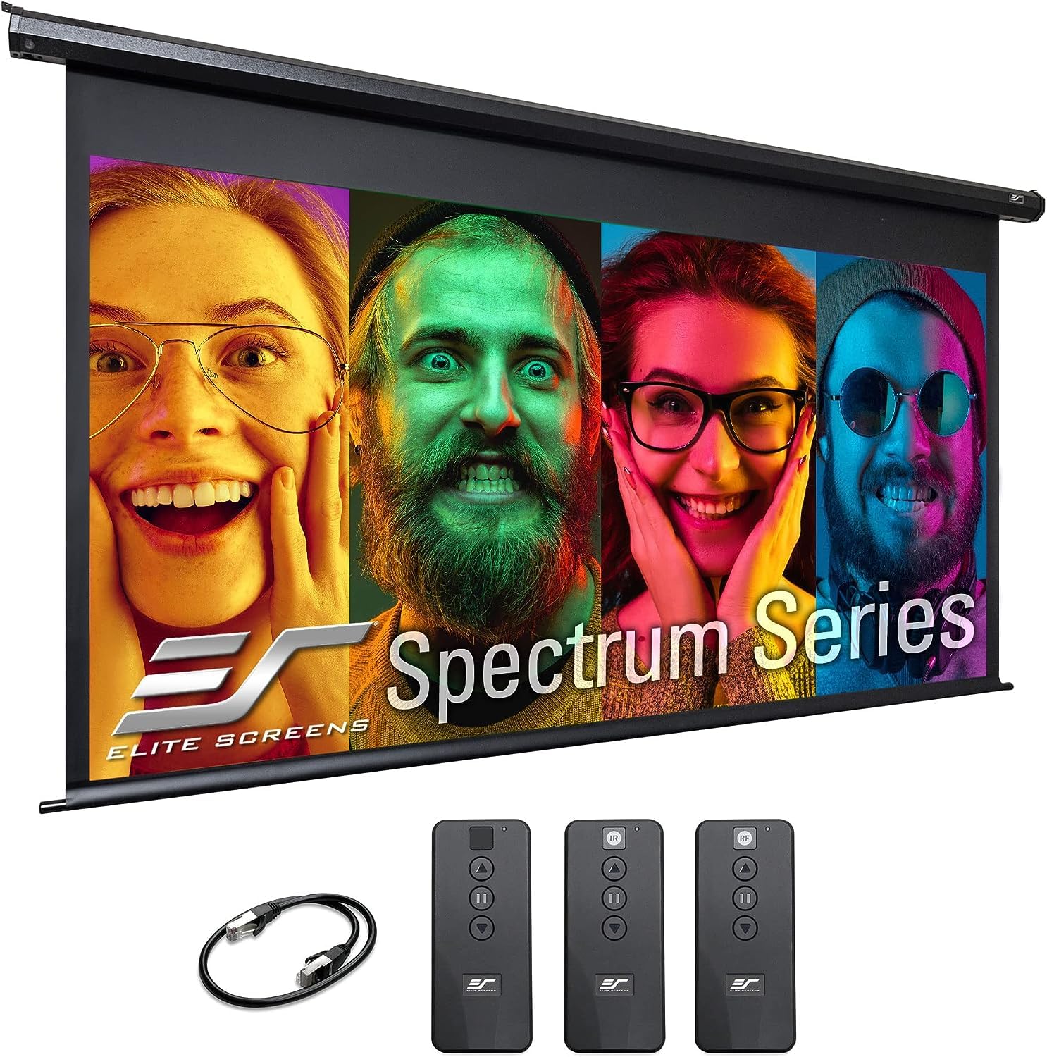 Projector Screen Elite Screens Spectrum, 150-INCH Diag 16:9, Motorized Projection Screen Movie Home Theater 4K/8K Ultra HD Ready, ELECTRIC150H2