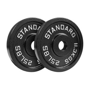 Steel Weight Plates 85LB Set - Olympic 2 inch Center Premium Coating 2x 25lb, 10lb, 5lb, and 2.5lb for Olympic Weight Lifting Barbells