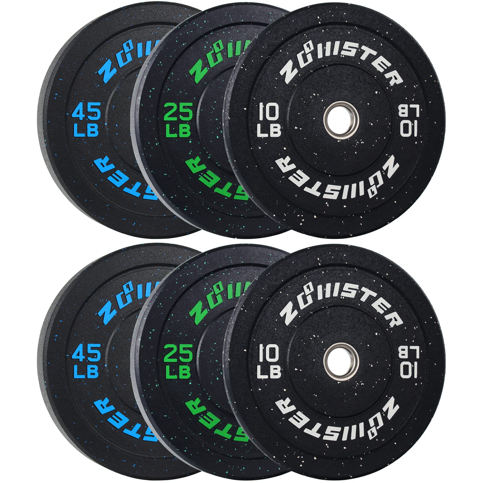 Bumper Plate Olympic Weight High Bounce with Steel Insert Strength Training Lifting (160LB Set)