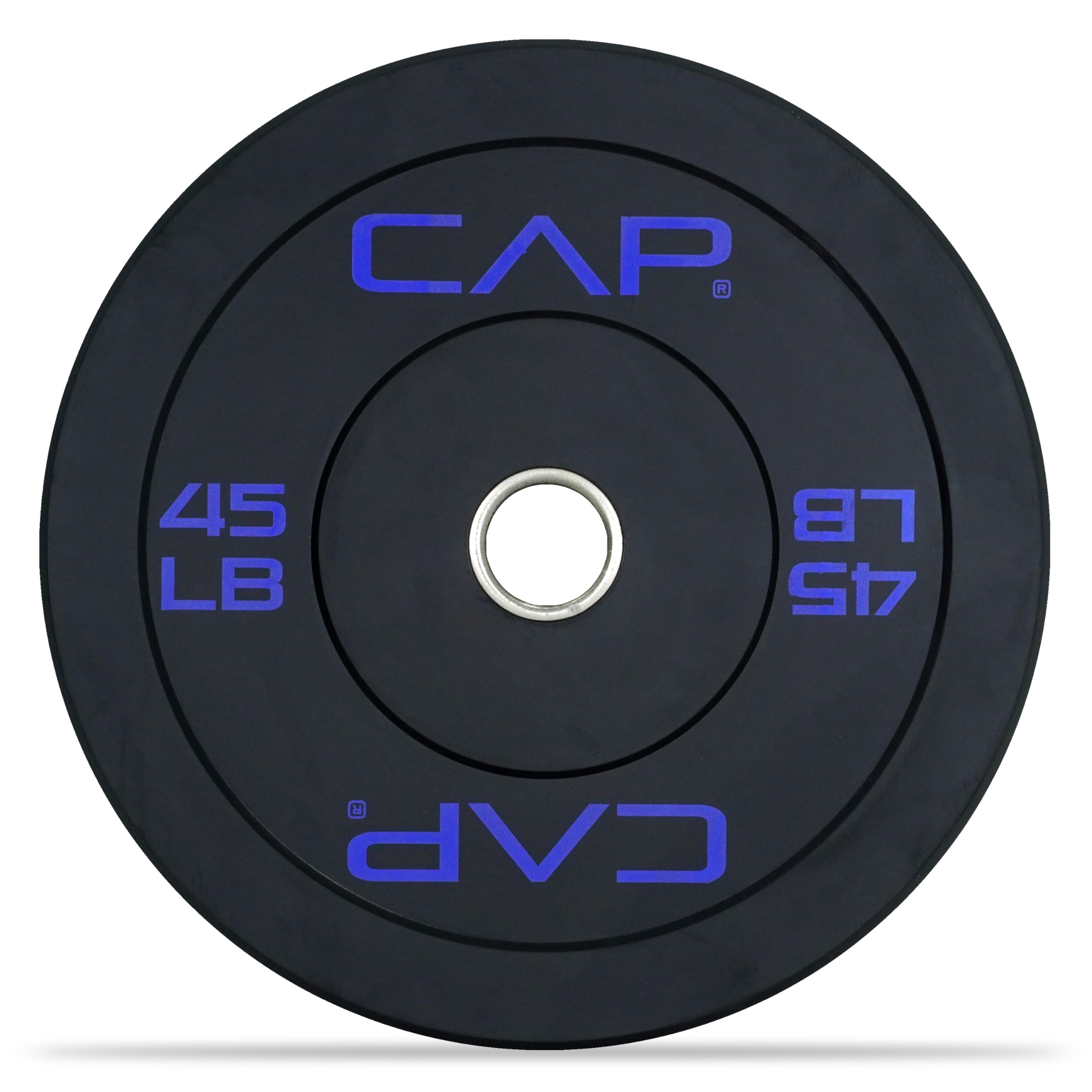 CAP Barbell Budget Olympic Bumper Plate with Blue Logo, Black, 45 lb Single